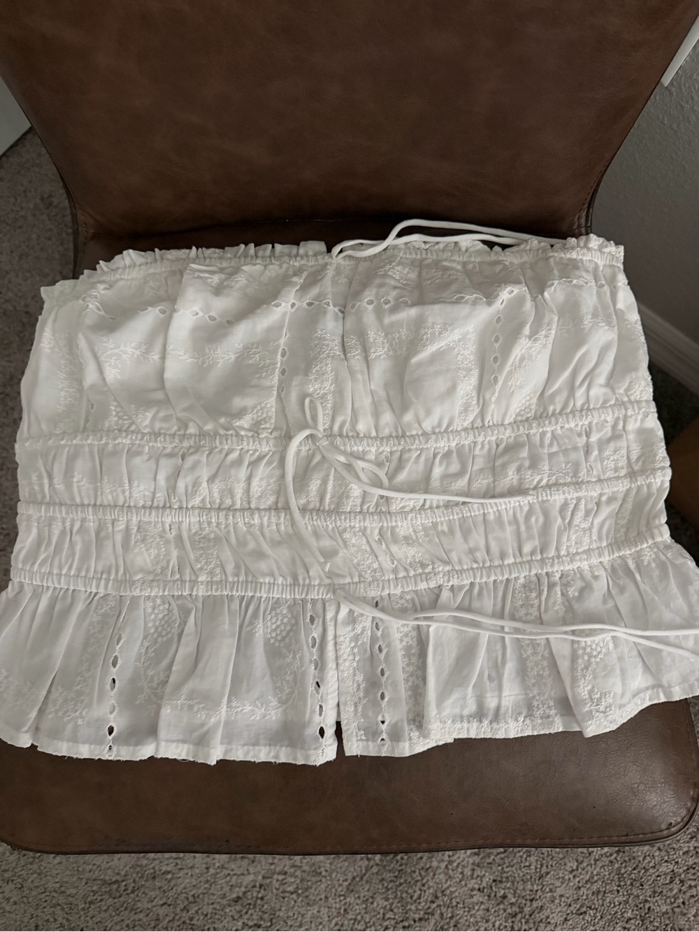White Smocked Eyelet Women's Tube Top